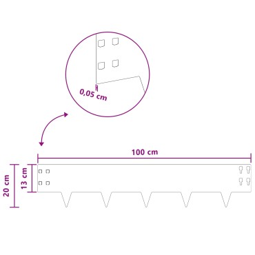 vidaXL Περίγραμμα γκαζόν 20 τμχ. 100 x 20 cm Ατσάλι Λαδί