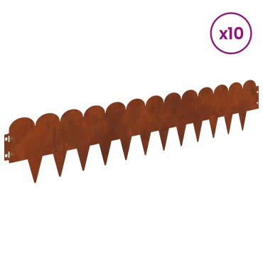 vidaXL Περίγραμμα γκαζόν 10 τμχ. 103 x 20 εκ Ατσάλι Σκ rusty