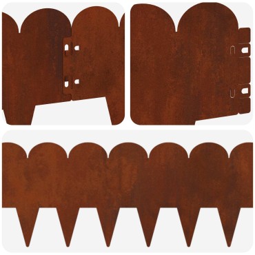 vidaXL Περίγραμμα γκαζόν 10 τμχ. 103 x 20 εκ Ατσάλι Σκ rusty