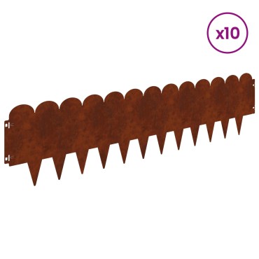 vidaXL Περίγραμμα γκαζόν 10 τμχ. 103 x 25 εκ Ατσάλι Σκ rusty