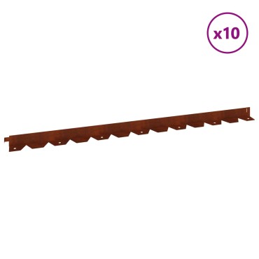 vidaXL Περίγραμμα γκαζόν 10 τμχ. 102 x 4 x 4 εκ. Ατσάλι Σκ rusty