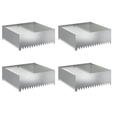 vidaXL Περίγραμμα γκαζόν 4 τμχ. 100 x 100 x 35 cm Ατσάλι Ασημί
