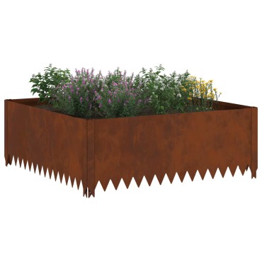 vidaXL Περίγραμμα γκαζόν 4 τμχ. 100 x 100 x 35 cm Ατσάλι Σκ rusty