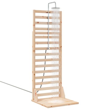 vidaXL Εξωτερικό ντους 225 cm Μασίφ ξύλο πεύκου και ανοξείδωτο ατσάλι