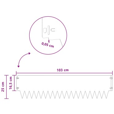 vidaXL Περίγραμμα γκαζόν 20 τμχ. 103 x 25 εκ Ατσάλι Ασημί