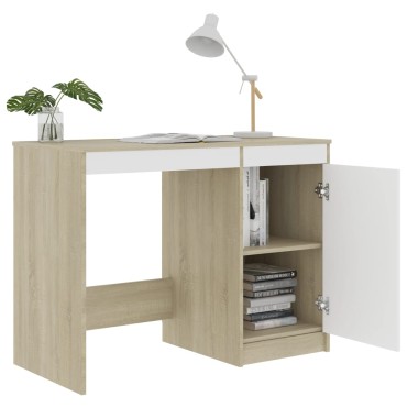 vidaXL Γραφείο Λευκό / Sonoma Δρυς 100x50x76cm από Μοριοσανίδα 1 τεμ.