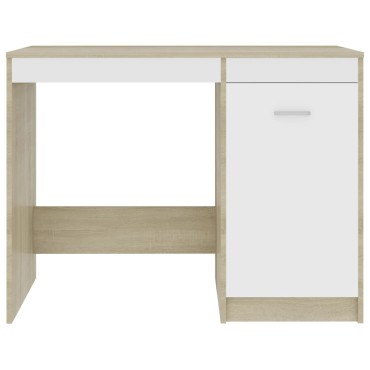 vidaXL Γραφείο Λευκό / Sonoma Δρυς 100x50x76cm από Μοριοσανίδα 1 τεμ.