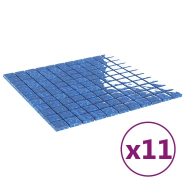 vidaXL Μωσαϊκό Πλακάκι 11 τμχ. 50 x 50 cm Μπλε Γυαλί