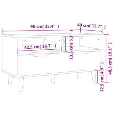 vidaXL Έπιπλο Τηλεόρασης Γκρι 90x40x48,5cm από Επεξεργασμένο Ξύλο