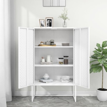 vidaXL Ντουλάπι Λευκό 80x35x135cm από Ατσάλι 1 τεμ.