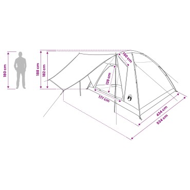 vidaXL Σκηνή Camping 6 ατόμων Γκρι και Πορτοκαλί