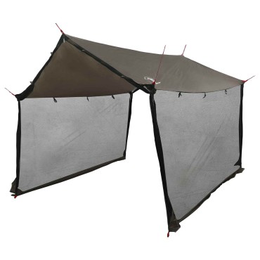 vidaXL Σκηνή κατασκήνωσης με πλέγμα Καφέ Γκρι 340 x 260 x 220 εκ