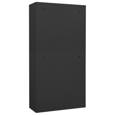 vidaXL Ντουλάπα Γραφείου Ανθρακί 90x40x180cm Ατσάλι/Ψημένο Γυαλί 1 τεμ.