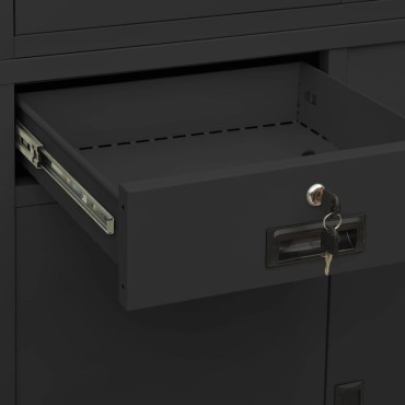 vidaXL Ντουλάπα Γραφείου Ανθρακί 90x40x180cm Ατσάλι/Ψημένο Γυαλί 1 τεμ.