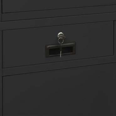 vidaXL Ντουλάπα Γραφείου Ανθρακί 90x40x180cm Ατσάλι/Ψημένο Γυαλί 1 τεμ.