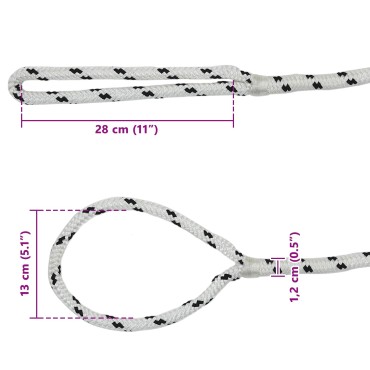 vidaXL Σχοινί Boat 12 mm 12 m Λευκό και Μαύρο Πολυεστέρας