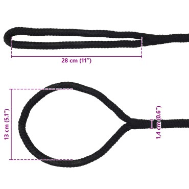 vidaXL Σχοινί Boat 14 mm 6 m Μαύρο Πολυεστέρας