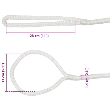 vidaXL Σχοινί Boat 14 mm 12 m Λευκό Πολυεστέρας