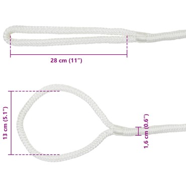 vidaXL Σχοινί Boat 16 mm 15 m Λευκό Πολυεστέρας