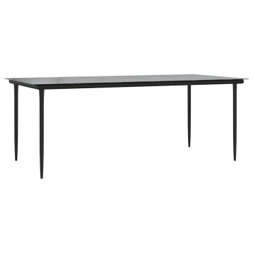 vidaXL Τραπεζαρία Κήπου Μαύρο 200x100x74cm από Ατσάλι και Σκληρυμένο Γυαλί 1 τεμ.