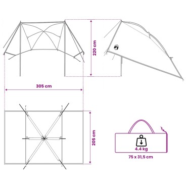 vidaXL Αυτοκινηταγιενν Γκρι και Πορτοκαλί 308 x 215 x 220 εκ