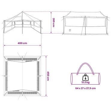 vidaXL Οικογενειακή Σκηνή Γκρι και Πορτοκαλί 450 x 400 x 265 εκ