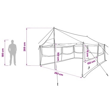 vidaXL Οικογενειακή Σκηνή Γκρι και Πορτοκαλί 450 x 400 x 265 εκ