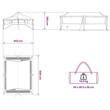 vidaXL Οικογενειακή Σκηνή Καφέ γκρι 600 x 400 x 268 εκ.