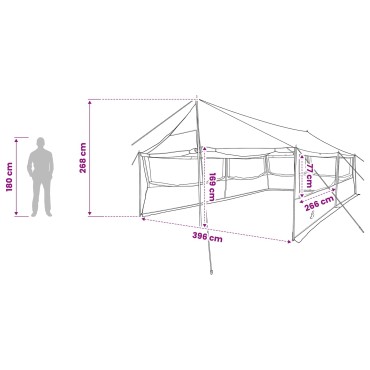 vidaXL Οικογενειακή Σκηνή Καφέ γκρι 600 x 400 x 268 εκ.