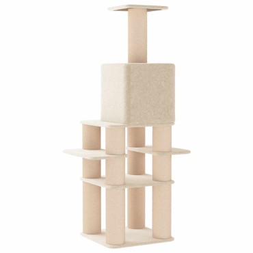 vidaXL Δέντρο γάτας με στύλους ξύρας Κρεμ 180 cm