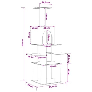 vidaXL Δέντρο γάτας με στύλους ξύρας Κρεμ 180 cm