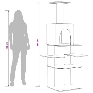 vidaXL Δέντρο γάτας με στύλους ξύρας Κρεμ 180 cm