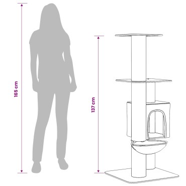 vidaXL Δέντρο γάτας με στύλους ξύρας Κρεμ 137 cm