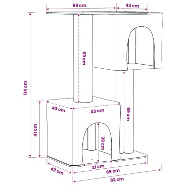 vidaXL Δέντρο γάτας με στύλους ξύρας Κρεμ 114 cm