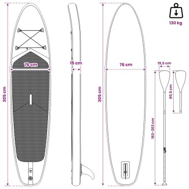 vidaXL SUP Board με κάθισμα 2 σε 1 TRITON 305 x 76 x 15 cm Μπλε