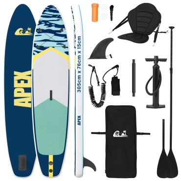 vidaXL SUP Board με κάθισμα 2 σε 1 APEX 305 x 76 x 15 cm Μπλε για