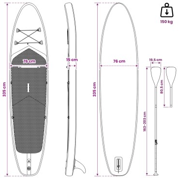 vidaXL SUP Board με κάθισμα 2 σε 1 APEX 335 x 76 x 15 εκ. Σκούρο Μπλε