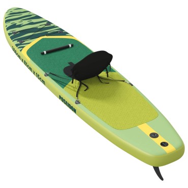 vidaXL SUP Board με κάθισμα 2 σε 1 POSEIDON 366 x 81 x 15 εκ Πράσινο