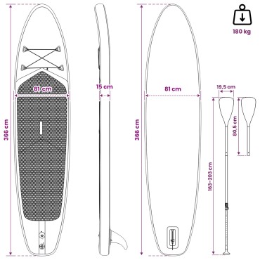 vidaXL SUP Board με κάθισμα 2 σε 1 TRITON 366 x 81 x 15 εκ Μπλε