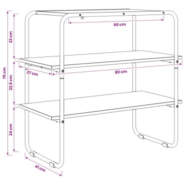 vidaXL Τραπέζι κονσόλας Γκρι Sonoma 80x41x75cm Επεξεργασμένο Ξύλο