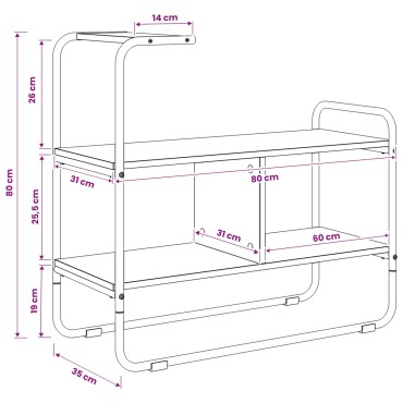 vidaXL Τραπέζι κονσόλας Μαύρη Δρυς 80x35x75cm Επεξεργασμένο Ξύλο