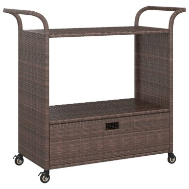 vidaXL Τρόλεϊ Μεταφοράς με Συρτάρι Καφέ 100x45x97cm Συνθετικό Ρατάν 1 τεμ.