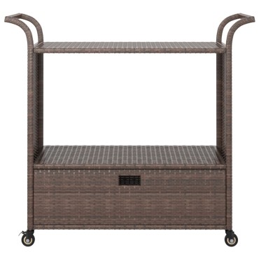 vidaXL Τρόλεϊ Μεταφοράς με Συρτάρι Καφέ 100x45x97cm Συνθετικό Ρατάν 1 τεμ.