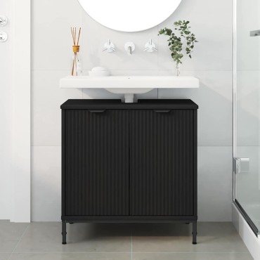 vidaXL Ντουλάπα Νιπτήρα Mπάνιου Μαύρο 60,5x33,5x61 εκ 1 τεμ.