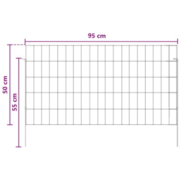 vidaXL Περίφραξη Κήπου με Στήλες 48 τμχ. 95x50cm Ασημί