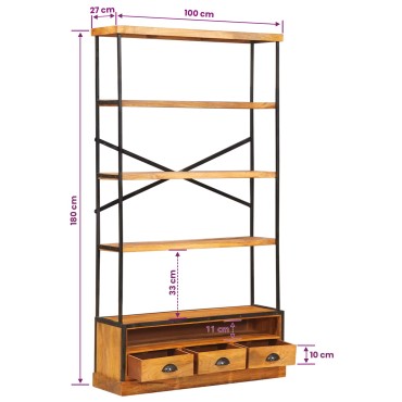 vidaXL Ράφια βιβλίων 5 επιπέδων Φυσικό 100x30x180 εκ