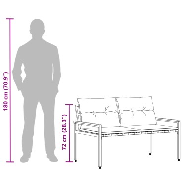 vidaXL Εξωτερικός πάγκος 2 -Seater 116x67,5x72cm συνθετικό ρατάν