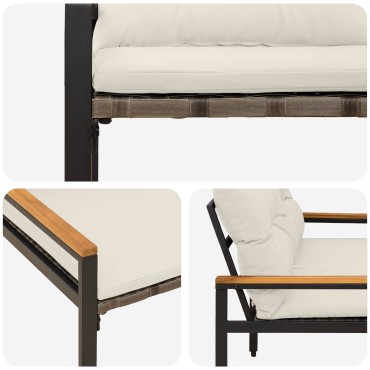 vidaXL Εξωτερικός πάγκος 2 -Seater 116x67,5x72cm συνθετικό ρατάν