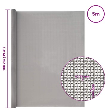 vidaXL Πλέγμα Οθόνης 100x500cm 120 Mesh Ανοξείδωτο Ατσάλι 201 Ασημί