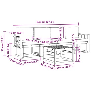 vidaXL Σειρά Καναπέ Εξωτερικού 5 τμχ. Λευκό και Ανοιχτό Γκρι
